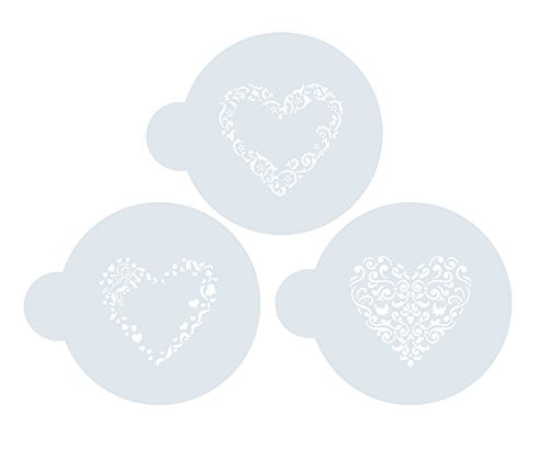 Designer Stencils Swirl Valentine Heart Cookie Stencils, Beige/Semi-Transparent