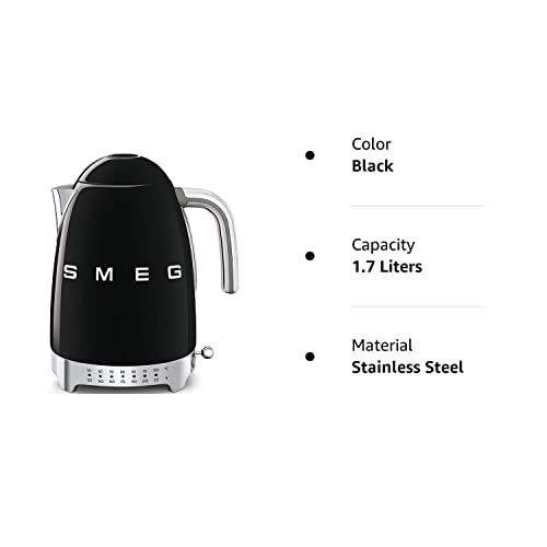 Smeg Black Stainless Steel 50'S Retro Variable Temperature Kettle