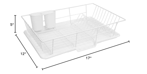 Sweet Home Collection Space-Saving 3-Piece Dish Drainer Rack Set: Efficient Kitchen Organizer For Quick Drying And Storage - Inc