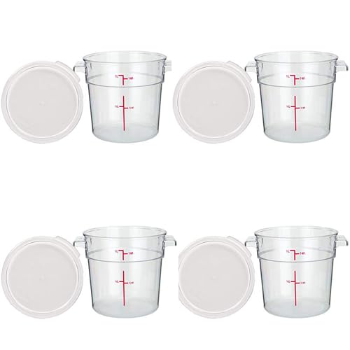 Tiger Chef 1 Quart Commercial Grade Clear Food Storage Round Polycarbonate Containers With Clear Lids