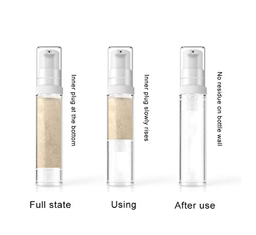 10 Pcs Clear Airless Pump Bottles,Refillable Empty Transparent Plastic Airless Lotion Pump Vacuum Container Diffuser Travel Size