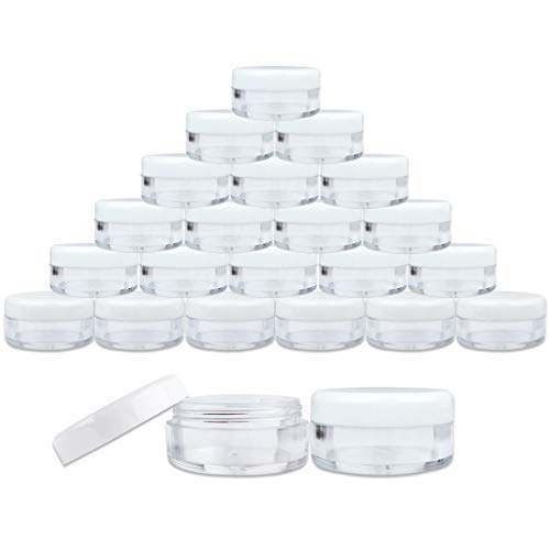 Beauticom 50 Piece 5G/5Ml Round Acrylic Clear Jars With Lids For Cosmetics, Lotion, Creams, Make Up, Beads, Charms, Rhinestones,