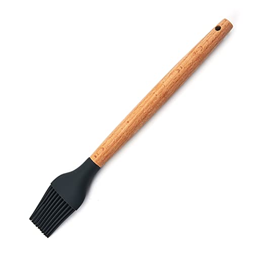 Mobfest Food Grade Silicone Large Oil Cooking Pastry Brush With Wooden Handle For Cake Mixer, Baking, Oiling, Bbq, Oven Tandoor 