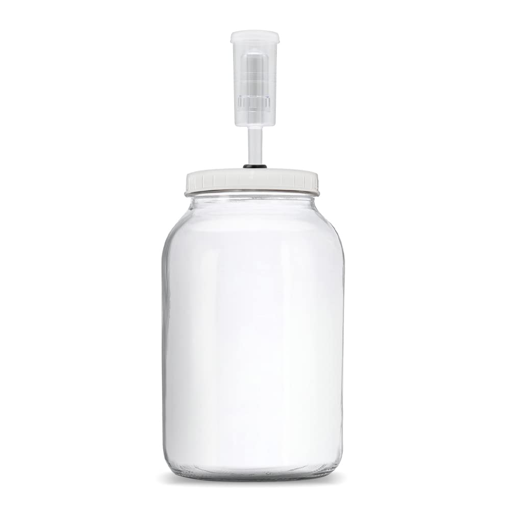 Glass Gallon Jar with Grommet Lid, Gasket and 3-Piece Airlock