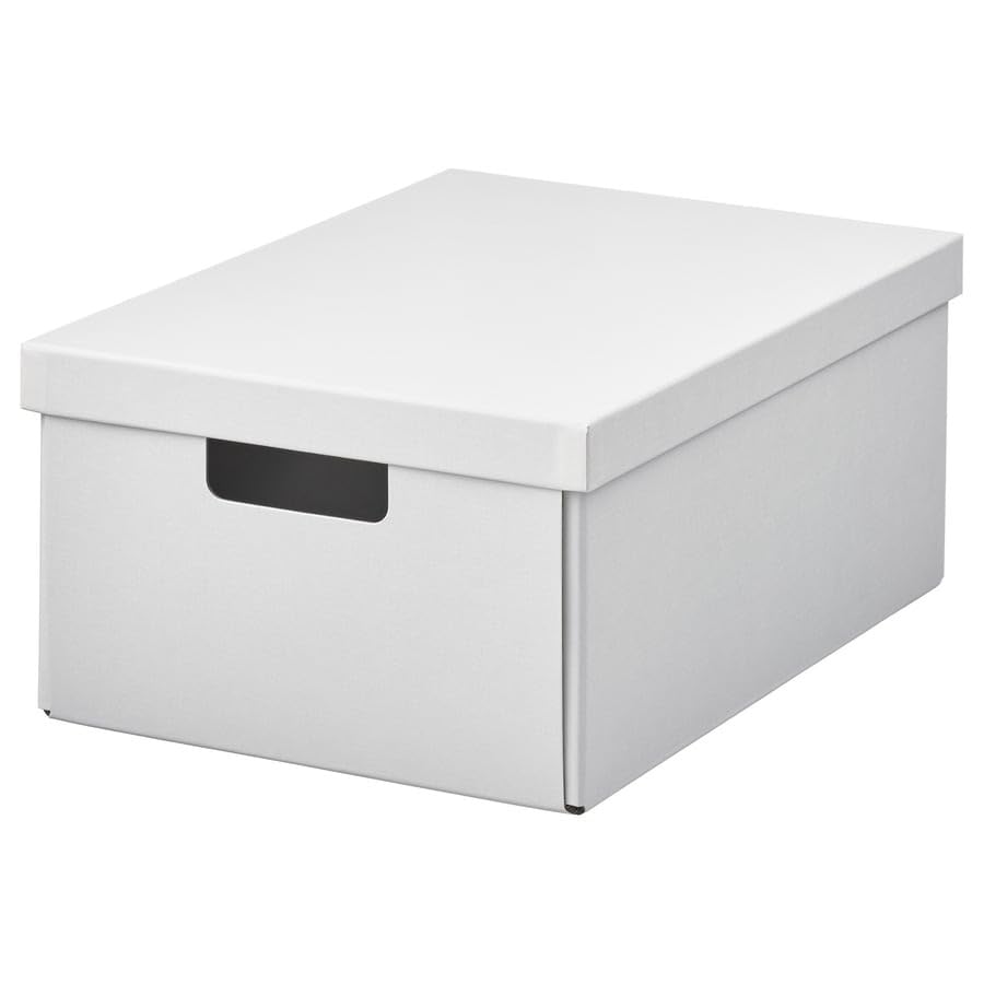 Fjderharv Storage Box With Lid, White, 25X35X16 Cm (9 X13 X6 )  Durable Plastic Organizer Bin For Closet, Office, Home Storage,