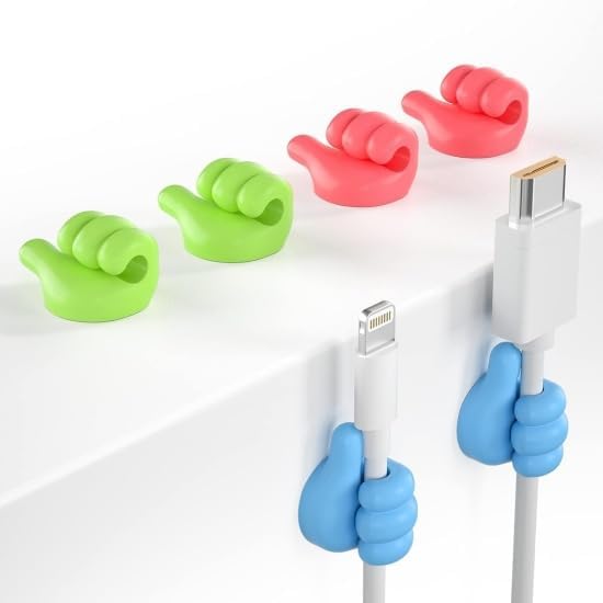 Ganraj SelfAdhesive Silicone Thumb Wall Hooks For Hanging  MultiFunction Cable Clips, Key & Wire Organizers, No Punching Need