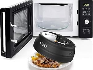 Microwave Splatter Cover For Food, Silicone Microwave Plate Cover With Glass, Anti-Splatter Lid With 98 Steam Vents,6-7-8-9-10-1