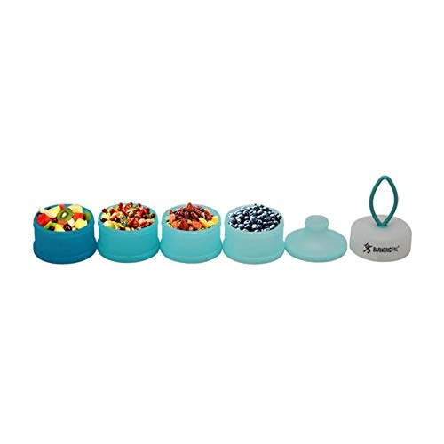 Bariatricpal 4 Compartment Detachable, Stackable, And Portion Controlled Food & Powder Storage Containers (Blue-Teal)