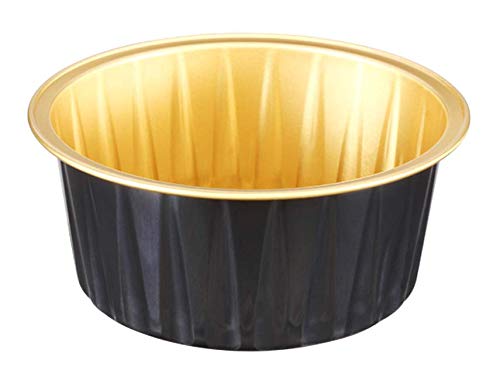 Keisen 3 2/5'' Mini Disposable Aluminum Foil Cups 125Ml 100/Pk 4Oz For Muffin Cupcake Baking Bake Utility Ramekin Cup (Black)