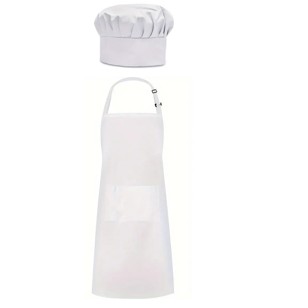 Giggskze Chef Apron Hat Set Cooking Kitchen Aprons With Pocket Chef Hat For Women Men Baker Costume Painting