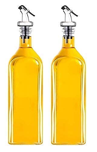 Tyrus Oil Dispencer 1000Ml Oil Bottle 1000Ml Oil Dispenser For Kitchen 1 Litre Glass  Clear  1000 Ml  Pack Of 2