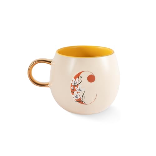 Fringe Studio Floral C Stoneware Mug, 14 fl oz, Cream