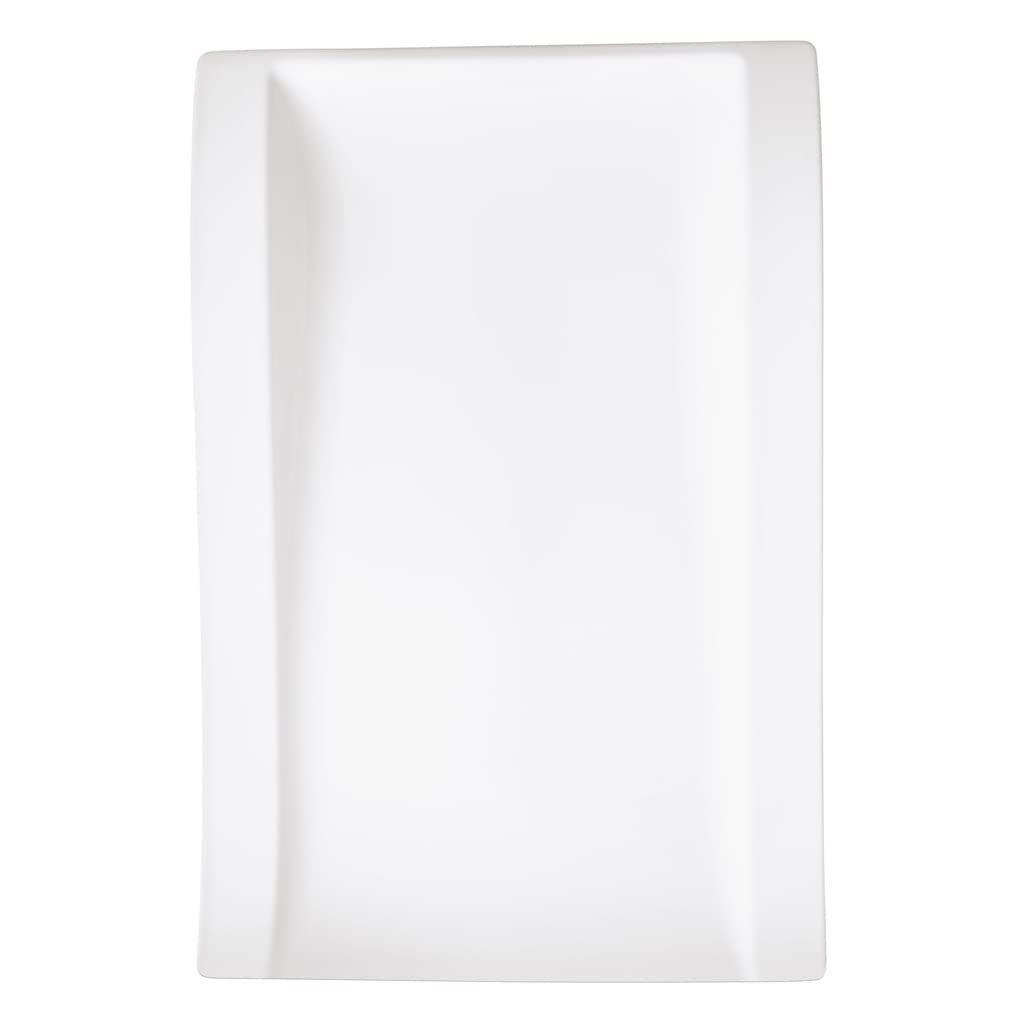 Villeroy & Boch New Wave Large Rectangular Dinner Plate, 15.5 X 9.75 In, Premium Porcelain, White