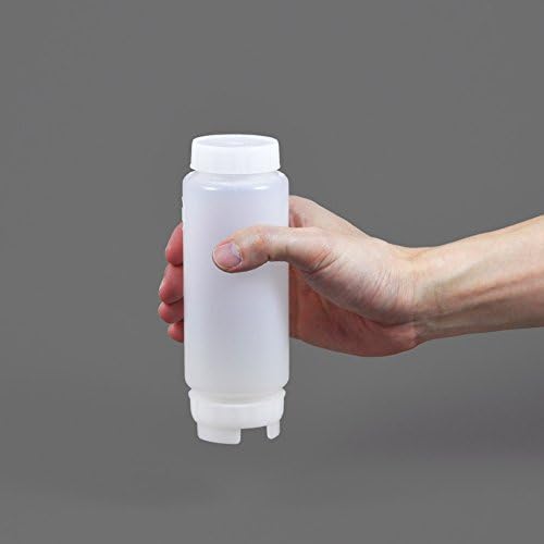 FIFO Squeeze Bottle Refillable 12 oz  Blue Tip Large Valve Dispenser for Thick Condiments  Sauces  Batter and Dressing  Self Sealing No Drip No Hassle  (2 Pack)