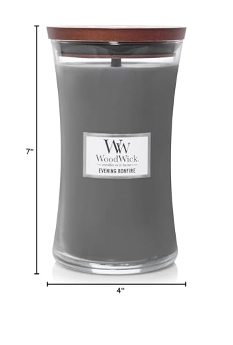 WoodWick Evening Bonfire Holiday Candle Gifts for Women and Men, 21.5 oz Large Hourglass Candle with Crackling Wick