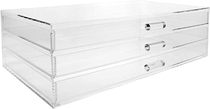 Sharma Plastics Acrylic 3 Drawer Makeup Organizer, 14.5W X 8.25D X 4.5H