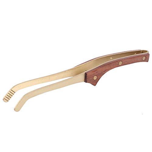 Hot Wood Copper Tea Clip Nonslip Tea Set Tweezers Tea Ceremony Accessories Household Mini Tongs Sugar Tongs(2#)