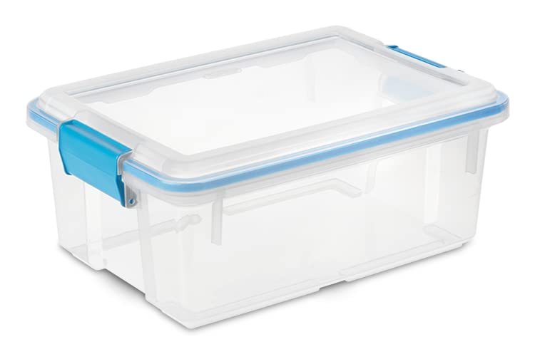 Sterilite 7.5 Qt Gasket Box, Stackable Storage Bin With Latching Lid And Tight Seal, Plastic Container To Organize Basement, Cle
