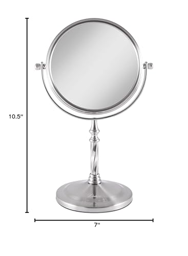 Zadro 7    W x 10 H Round Non-Lighted Makeup Mirror 5X 1X Magnifying Makeup Mirrors Rotating Head Makeup Mirror for Desk