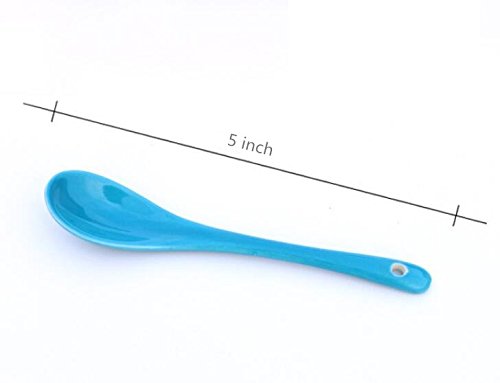 Mecai Porcelain Egg Spoons Set of 6 - 5 Inch Multicolor Coffee Spoons