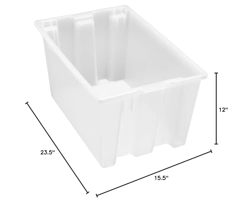 Stack And Nest Tote, 23-1/2W X 15-1/2D X 12H, Heavy Duty, 1.70 Cu. Ft. Capacity, Clear Polypropylene, Made In Usa (Priced Per Ea