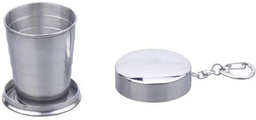 Ckb Products Collapsible Cupshot Glass - All Stainless Steel - Holds 1 Oz.50 Ml - Closes Flat - Includes Keychain Or Belt-Loop C