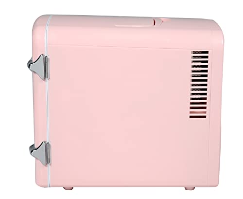 Frigidaire Efmis175-Pink Portable Mini Fridge-Retro Extra Large 9-Can Travel Compact Refrigerator, Pink, 5 Liters