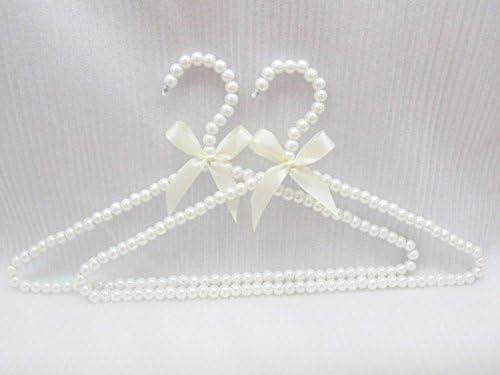 10 Pack Pearl Beads Metal Elegant Clothes Hangers Standard Hangers (White)