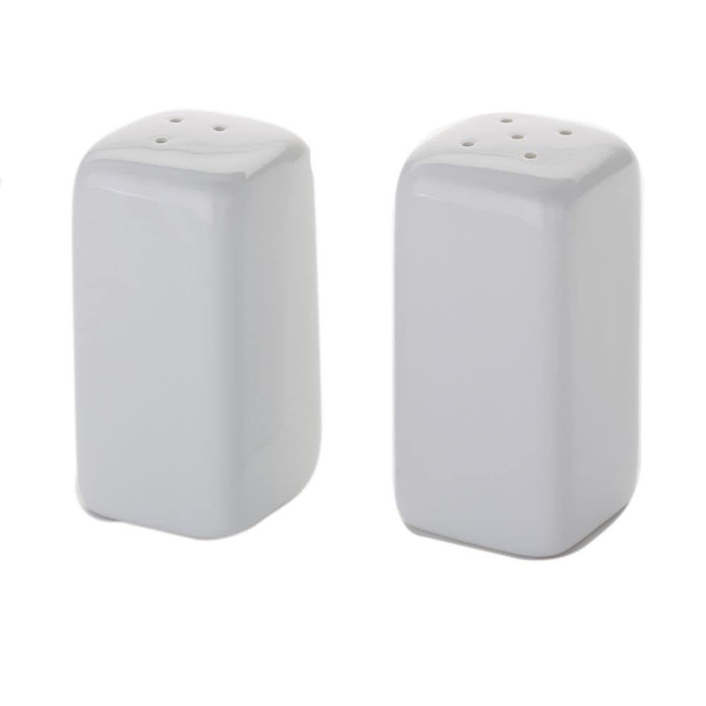 American Metalcraft Square Ceramic Salt & Pepper Shakers (Set Of 2),White