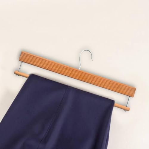 Bloomax German Technique, Trouser Pants Hangers With Non Slip Bar Smooth Finish, Wooden Hangers, 360 Hook- Ideal For Pants, Natu