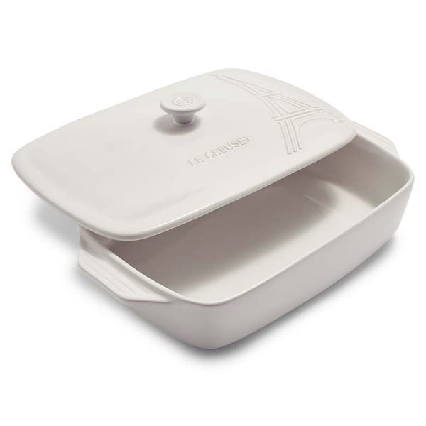 Le Creuset Eiffel Tower Collection Stoneware Covered Rectangular Casserole, 3.5 Qt. (12.5'' X 8.5''), White
