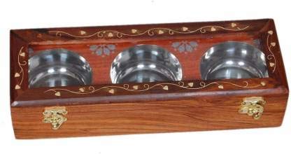 Delux Wood Carver Spice Box With Spoon In Sheesham Wood  Spice Box For Kitchen Wood Container With Lid Decorative Masala Dabba 