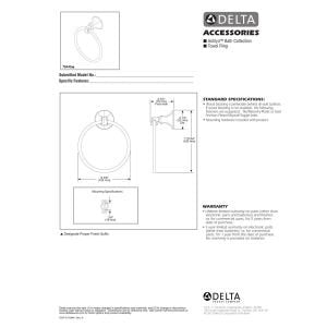 Delta Faucet 76446 Ashlyn Wall Mount Round Closed Towel Ring Bath Hardware Accessory In Polished Chrome