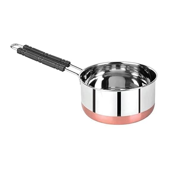 Hmaa Copper Bottom Stainless Steel Flat Base Sauce Pan, Milk Pan, Tapeli Patila, Sauce Pot Cookware Set Tea Maker Water Boiling 