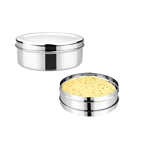 Vinod Stainless Steel Puri Dabba, Food Storage Container, Airtight Container  Pack Of 2, Capacity 1200 Ml & 1500 Ml, Smokey Gre