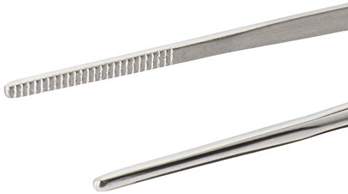 Mercer Culinary 18-8 Stainless Steel Chef Plating Tongs, Offset Tip, 6-1/2 Inch
