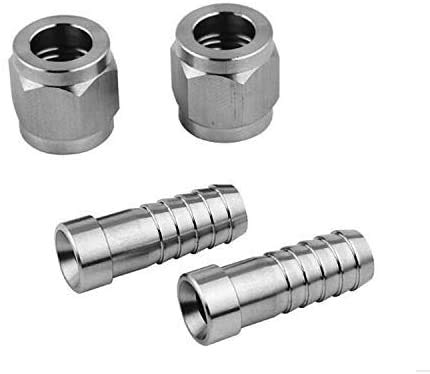 Stainless Steel 304 Barded Swivel Nut Set Of 2, 1/4'' Barb, 5/16'' Barb For Ball Lock Pin Lock Home Brew Keg Fitting