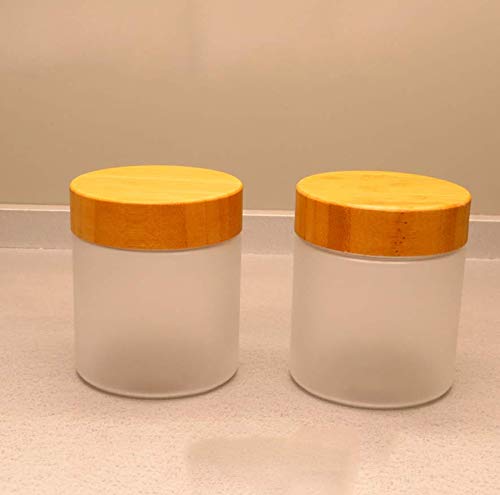 1Pcs 250Ml/8.5Oz Pet Frosted Transparent Empty Refillable Cosmetic Jar With Bamboo Lid Cosmetic Cream Pot Tin Box Case Container
