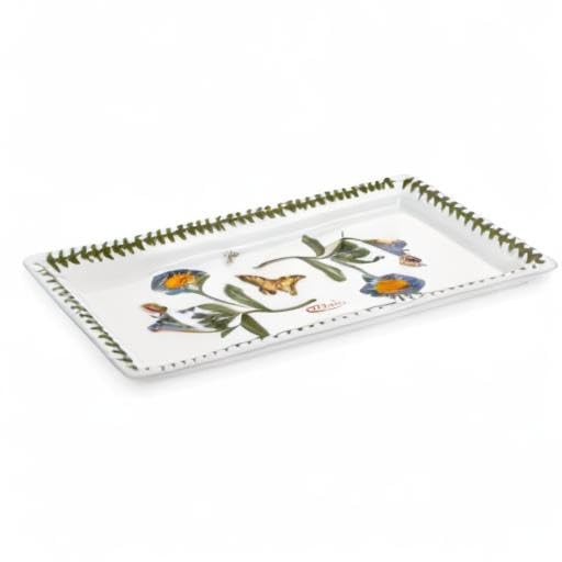 Portmeirion Botanic Garden Sandwich Tray | 11.75 Inch Serving Tray With Convolvulus Motif | Made From Porcelain | Microwave, Dis