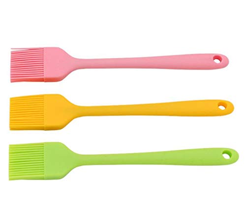 Kitchenfest Silicone Basting Brush For Bbq/Grilling/Pastry/Turkey Baster, Bpa Free, Fda Approved, Set Of 3, 21Cm, Multicolor