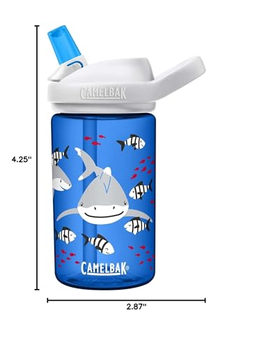 Camelbak Eddy+ 14Oz Kids Water Bottle With Tritan Renew - Straw Top, Leak-Proof When Closed, Friendly Sharks