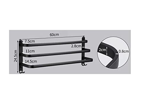 Senhill 3 Tier Towel Bar Wall Mounted Bath Towel Rack Towel Storage Shelf For Bathroom 24 Inch / 60 Cm Towel Holder Towel Rail T