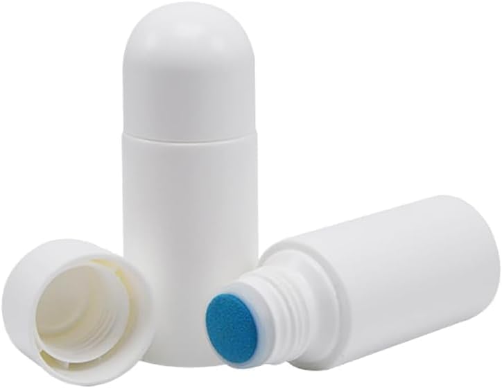 4Pcs White 50 ml Sponge Head Plastic Liquid Applicator Bottles with Sponge Refillable Deodorant Bottles for Cosmetic Essential O