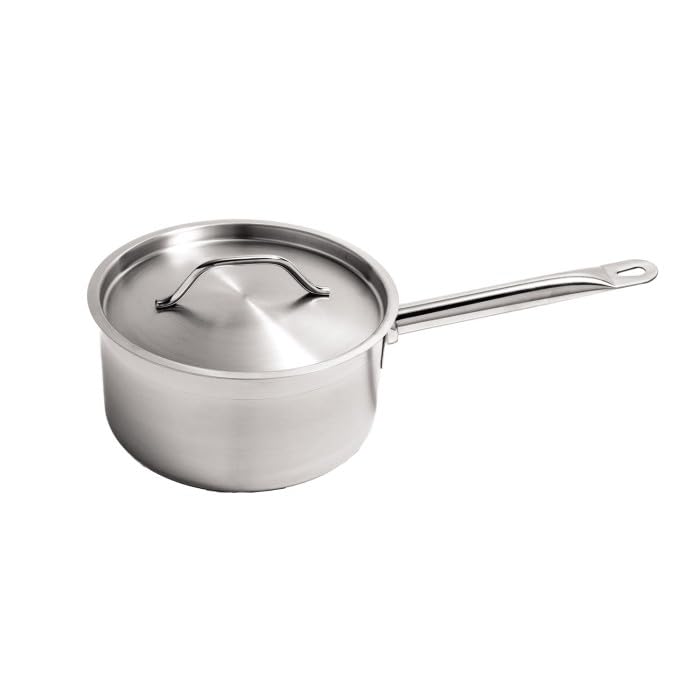 CAC China S3AP3 Stainless Steel Saucepan with Lid 3.5 Qt.