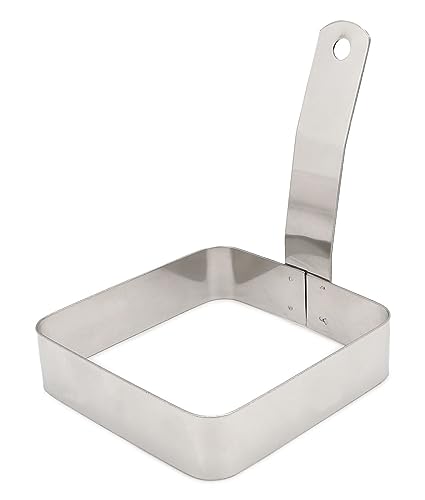 Dynore Stainless Steel Square Egg/Pancake Ring With Handle 10X10X13 Cm
