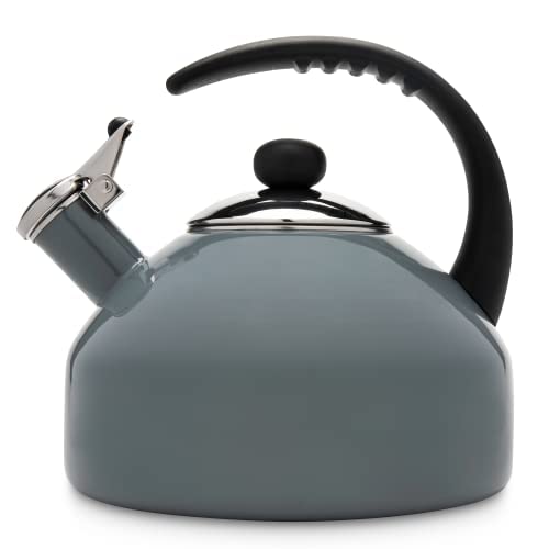 Farberware Omega Tea Kettle, Whistling Tea Pot, Works For All Stovetops, Porcelain Enamel on Carbon Steel, BPAFree, RustProof,