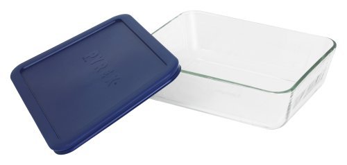 Pyrex 7211 6-Cup Glass Dish & 7211-PC Dark Blue Lid - Made in USA