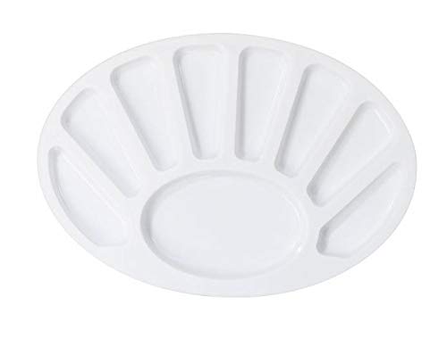 Khyati Color Mixing Plate Small Oval (Set Of 5) By Anmol Art & Frames, Super White (A031)