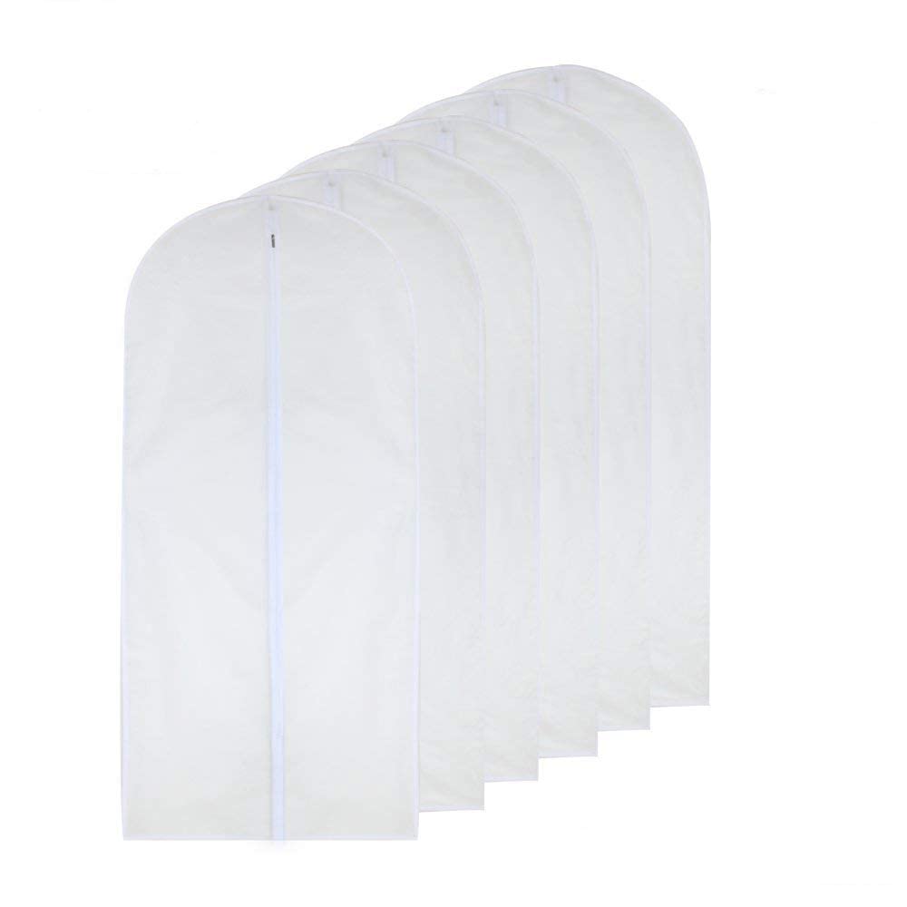 Garment Bag Clear 24 X 40 Suit Bag Moth Proof Garment Bags White Breathable Full Zipper Dust Cover For Suit Dance Clothes Closet