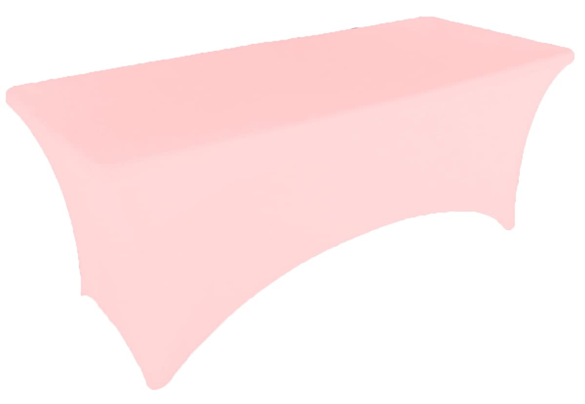 Gowinex 8Ft Pink Stretch Spandex Table Cover Tablecloth For Rectangular Fitted Folding Table